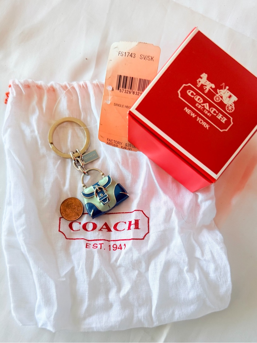 RARE Vintage Coach SoHo 3D Enamel Handbag Keychain NWT
